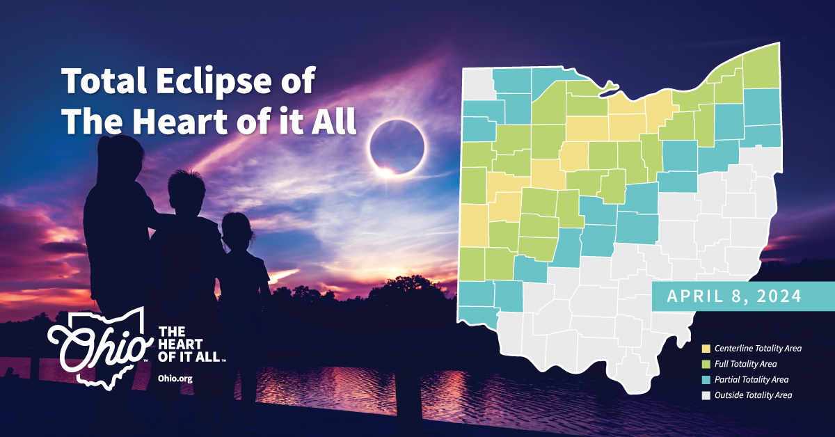 ohio county map with eclipse in background
